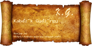 Kabók György névjegykártya